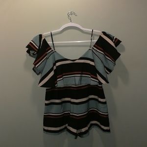 Multicolored off the shoulder romper